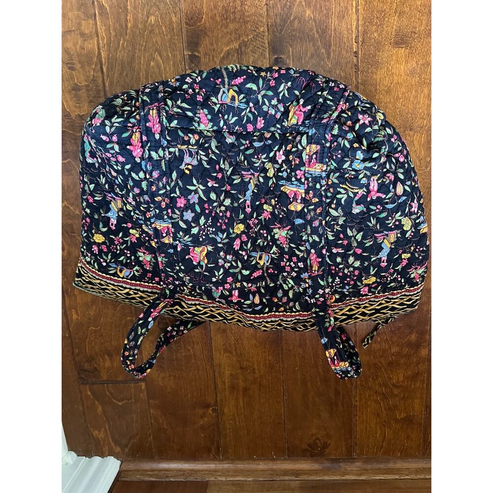 Vtg Vera Bradley Original Ming Fall 2001 Large Black Bag Asian Floral Retired - Picture 3 of 16